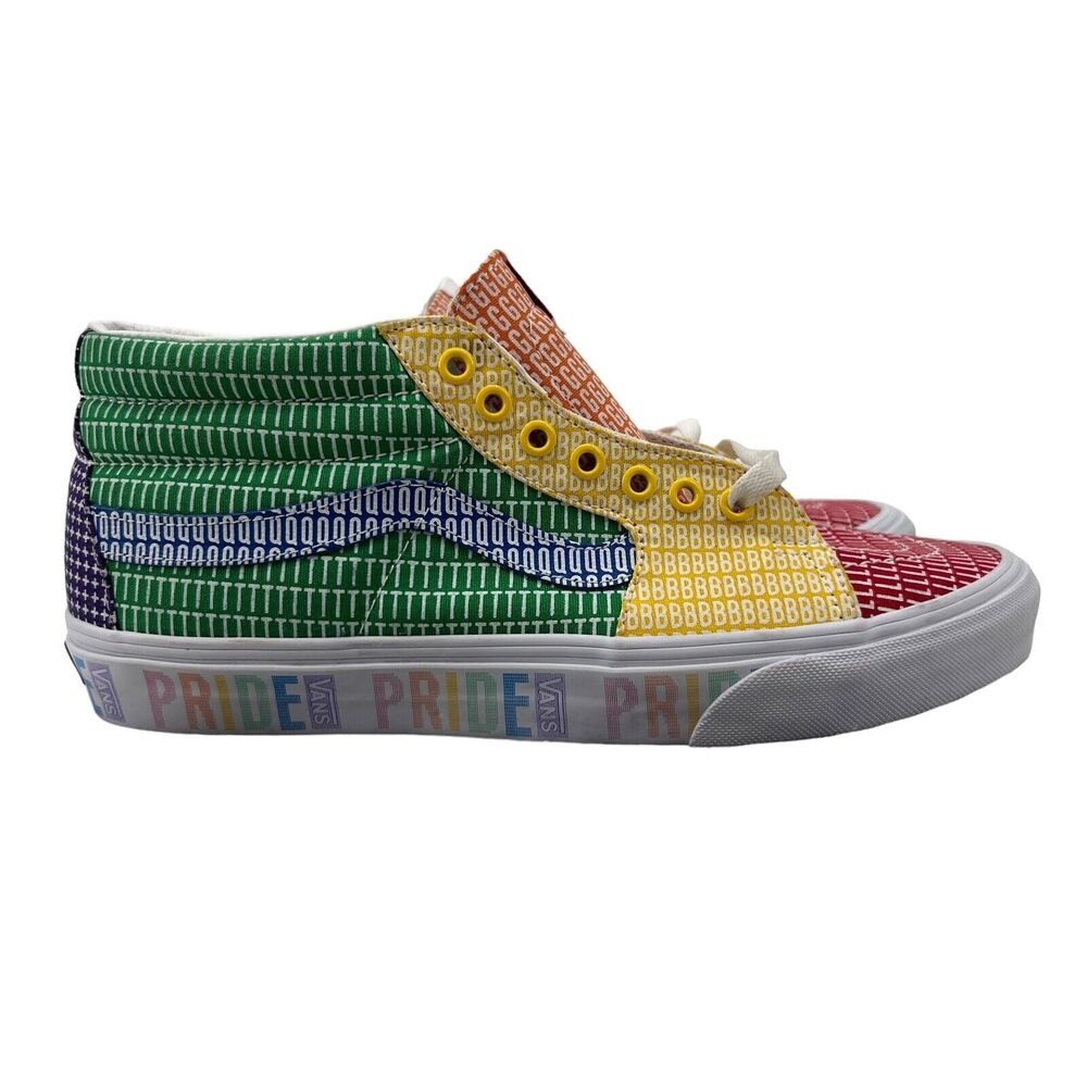 Vans Mens 10 Sneaker Kaleidoscope SK-9 Mid Pride Rainbow Skateboarding‎ Shoe